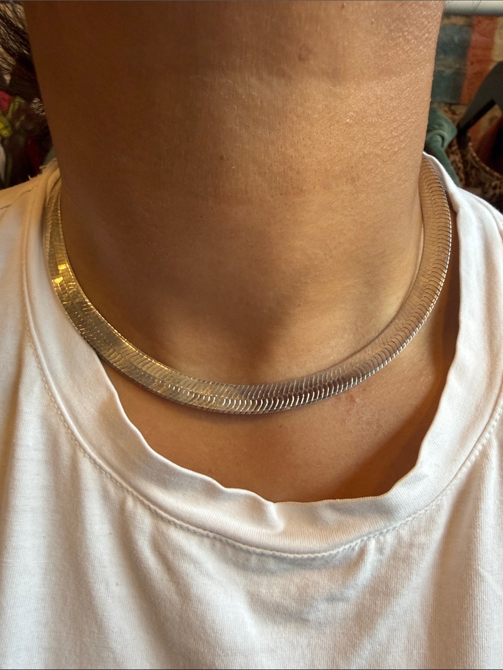 Ring Concierge jumbo herringbone 16 inch silver necklace